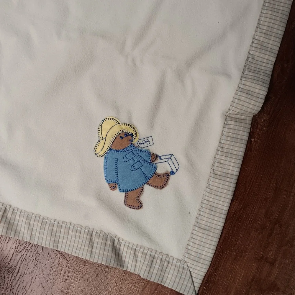 VTG Paddington Bear Quiltex Eden Toys Baby Blanket Made USA Embroidered 80s